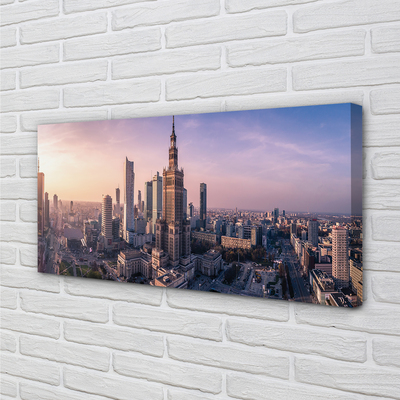 Foto op canvas Warsaw sunrise wolkenkrabbers panorama