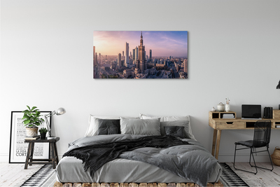 Foto op canvas Warsaw sunrise wolkenkrabbers panorama