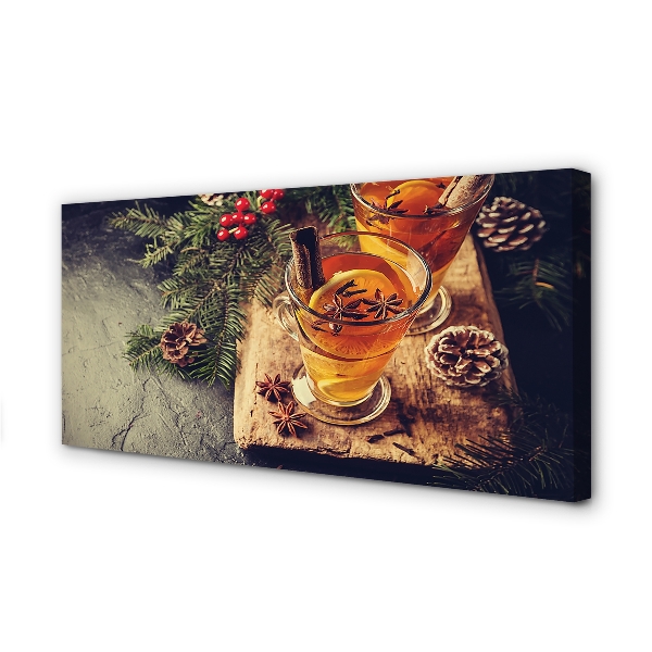 Canvas doek foto Winter thee anjers