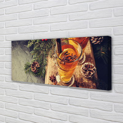 Canvas doek foto Winter thee anjers