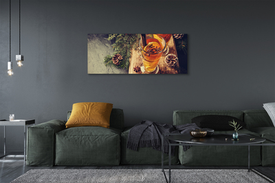 Canvas doek foto Winter thee anjers