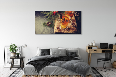 Canvas doek foto Winter thee anjers