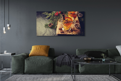 Canvas doek foto Winter thee anjers