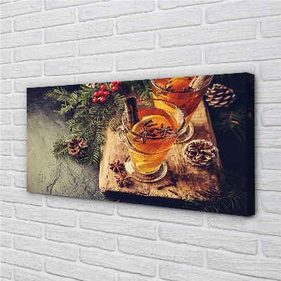 Canvas doek foto Winter thee anjers