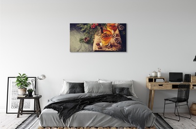 Canvas doek foto Winter thee anjers