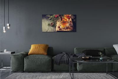 Canvas doek foto Winter thee anjers