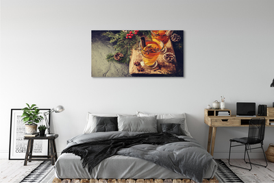 Canvas doek foto Winter thee anjers