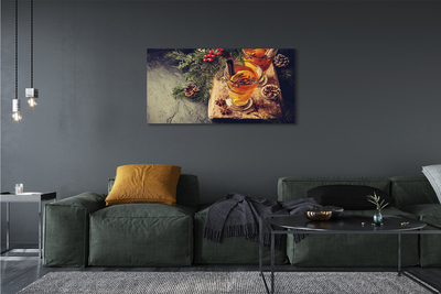 Canvas doek foto Winter thee anjers