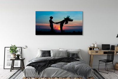 Schilderij canvas Mensen zonsonderganghemel
