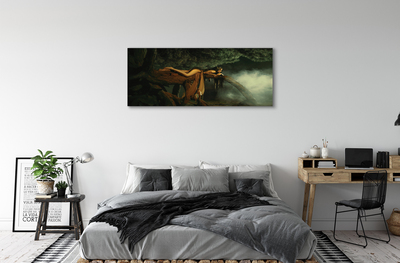 Schilderij canvas Vrouw boomwolken