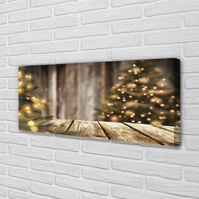 Schilderij op canvas Kerstboom boards lamp