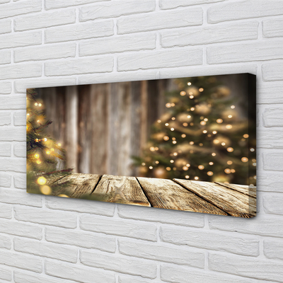 Schilderij op canvas Kerstboom boards lamp