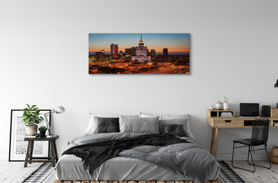 Foto op canvas Warschau wolkenkrabbers nacht panorama