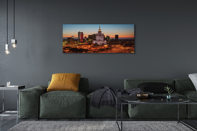 Foto op canvas Warschau wolkenkrabbers nacht panorama