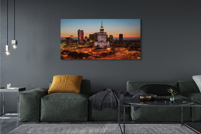 Foto op canvas Warschau wolkenkrabbers nacht panorama