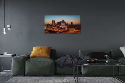 Foto op canvas Warschau wolkenkrabbers nacht panorama