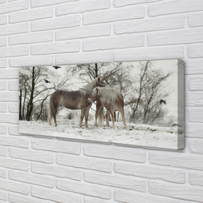 Foto op canvas Winter bos eenhoorn