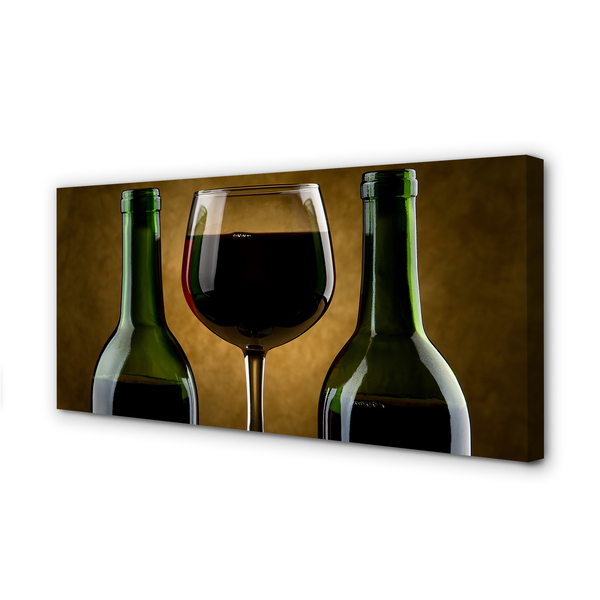 Een glas van 2 wijnflessen - Canvas doek foto -