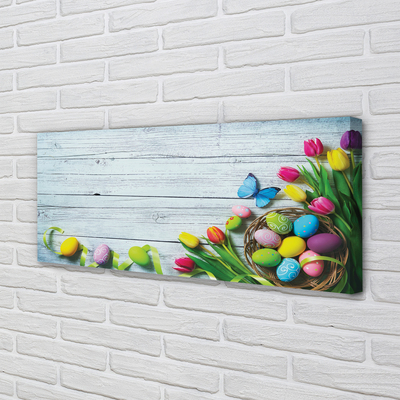 Schilderij op canvas Eieren tulpen vlinder