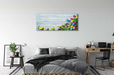 Schilderij op canvas Eieren tulpen vlinder