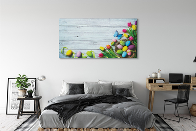 Schilderij op canvas Eieren tulpen vlinder