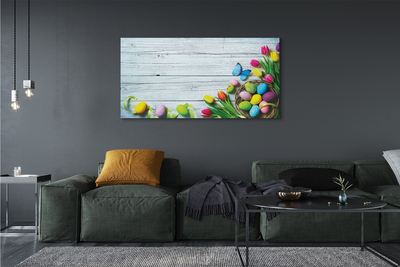 Schilderij op canvas Eieren tulpen vlinder