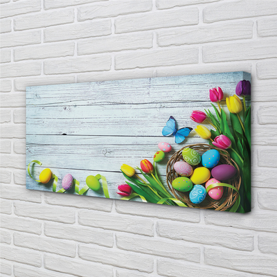 Schilderij op canvas Eieren tulpen vlinder