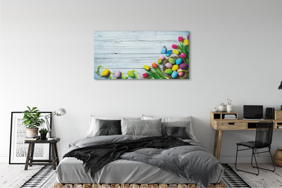 Schilderij op canvas Eieren tulpen vlinder