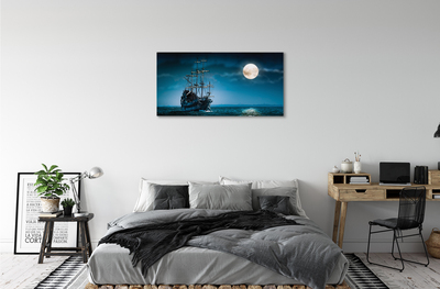 Schilderijen op canvas doek Zee schip stad maan