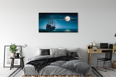 Schilderijen op canvas doek Zee schip stad maan