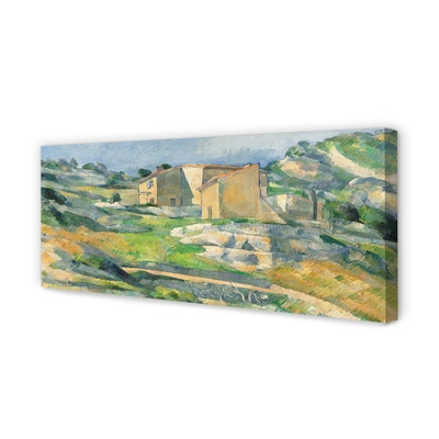Print op doek Kunstgeschilderd huis op de heuvel