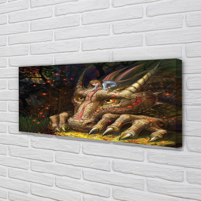 Schilderij canvas Hoofd van het dragon forest baby girl