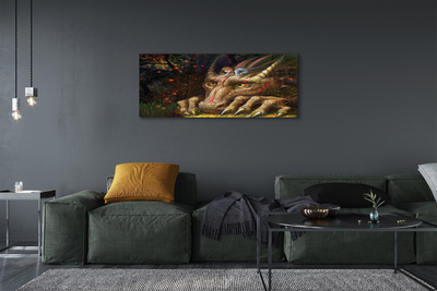 Schilderij canvas Hoofd van het dragon forest baby girl