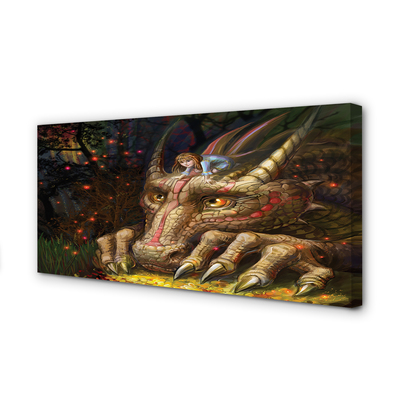 Schilderij canvas Hoofd van het dragon forest baby girl