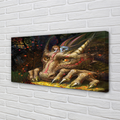 Schilderij canvas Hoofd van het dragon forest baby girl