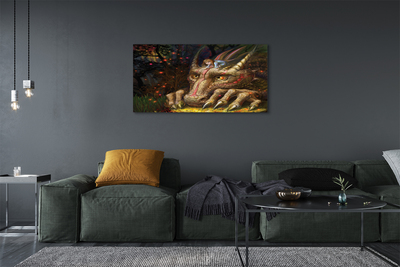 Schilderij canvas Hoofd van het dragon forest baby girl