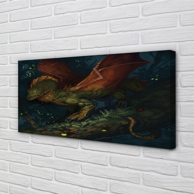 Schilderij canvas Groene draak in het bos