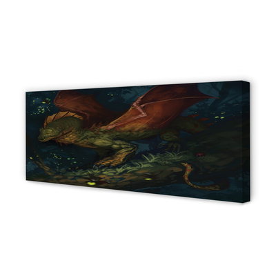 Schilderij canvas Groene draak in het bos