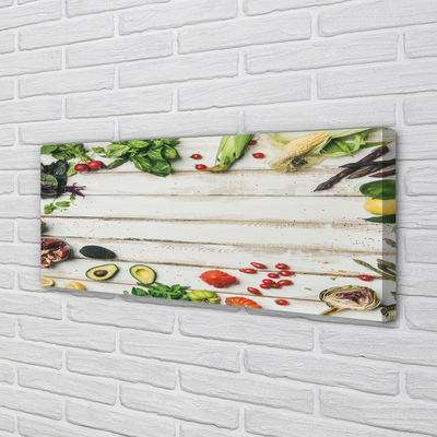 Canvas doek foto Avocado maïs spinazie