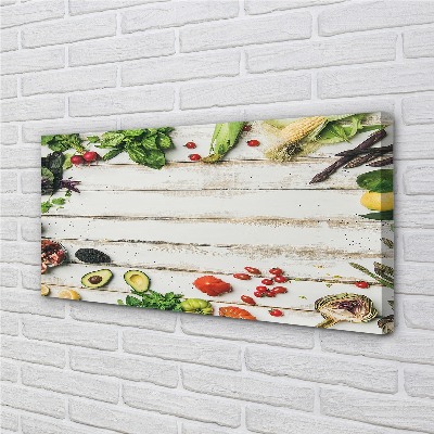 Canvas doek foto Avocado maïs spinazie