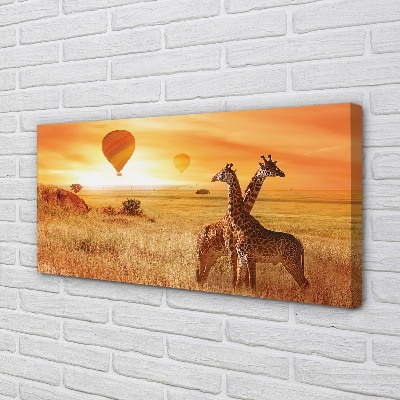Schilderijen op canvas doek Ballonnen sky giraffen