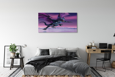 Schilderij canvas Draak gekleurde hemel