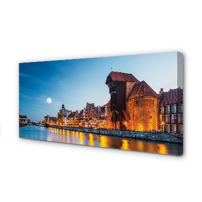 Foto op canvas Gdańsk river night old town