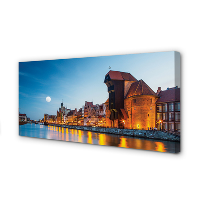 Foto op canvas Gdańsk river night old town