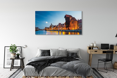 Foto op canvas Gdańsk river night old town