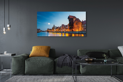 Foto op canvas Gdańsk river night old town