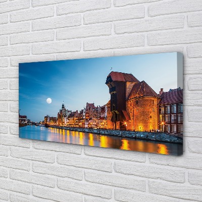 Foto op canvas Gdańsk river night old town