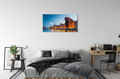 Foto op canvas Gdańsk river night old town