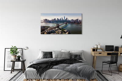 Foto op canvas Brug wolkenkrabbers panorama