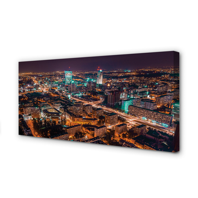 Foto op canvas Warschau city night panorama